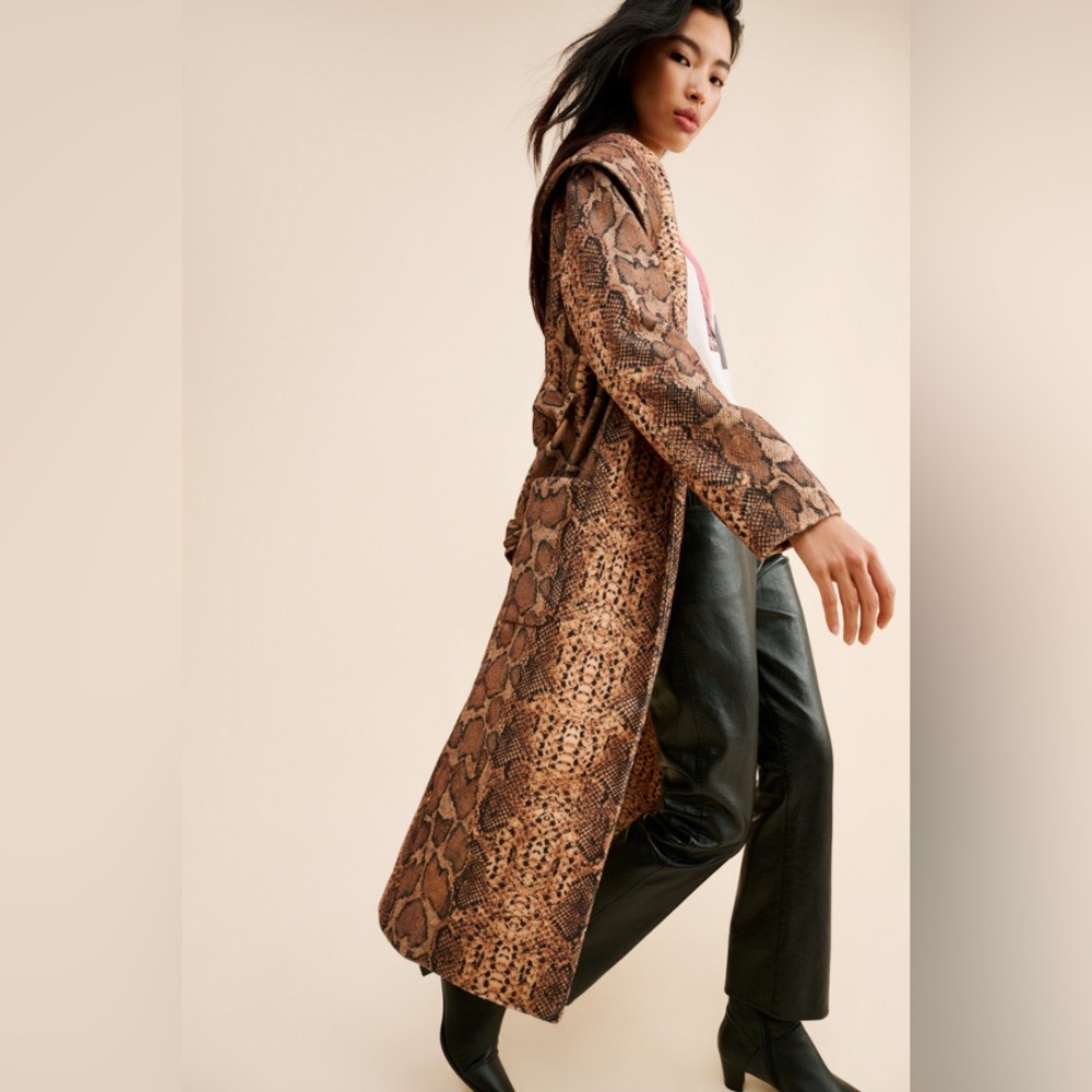 Hutch Snakeskin Longline Print Coat Size XL - Picture 3 of 11